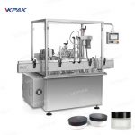 தானியங்கி ரோட்டரி ஒப்பனை கிரீம் ஜாடிகளை நிரப்பும் சீல் ஸ்க்ரூ கேப்பிங் லைன்