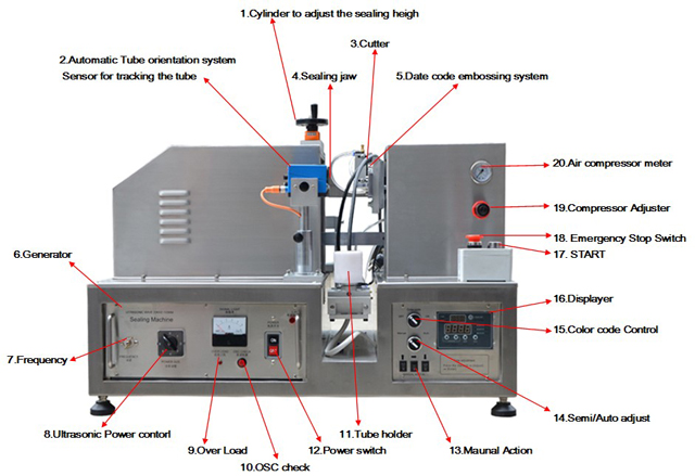 semi automatic sealing machines மீயொலி குழாய் சீலர்